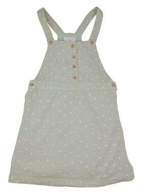 Happy Grey Girls Size 8 Sage Green Overall Dress Polka Dot Cotton